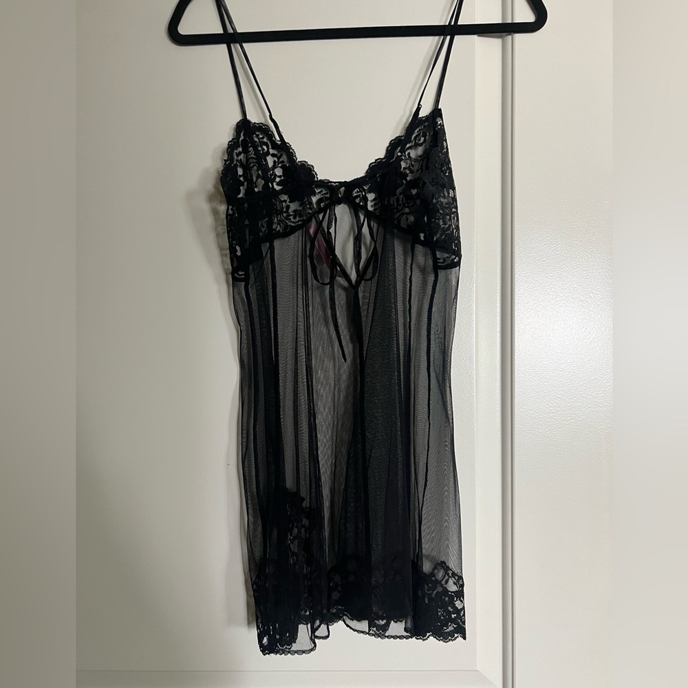 Victorias Secret Black Sheer Chemise Slip Dress